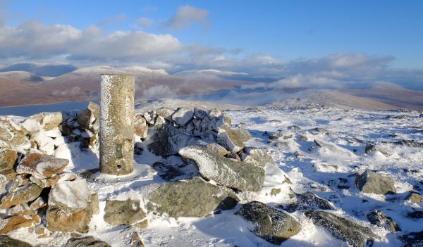 Photo of Trig point on Beinn a' Chrulaiste with Blackwater Reservoir behind