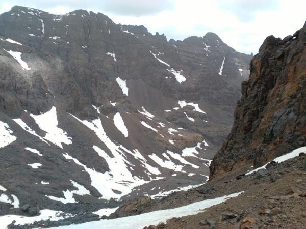 Photo of First views of the Toubkal valley, looking north from Tizi n'Ouanoums col