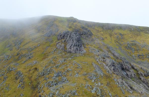 Photo of Route taken to right of centre rocks coming off Aonach Mor