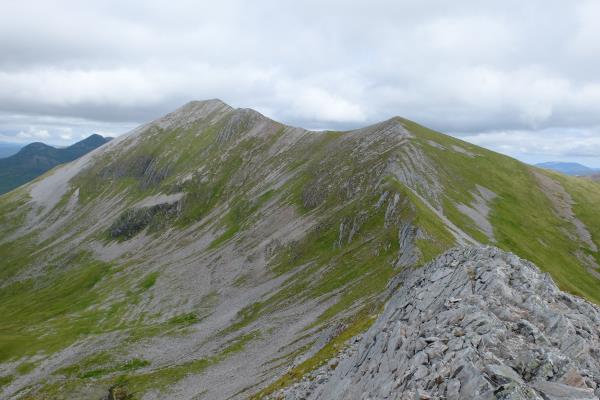Photo of Looking back from Na Gruagaichean to 1,062 metre spot height with Binnein Mor to left