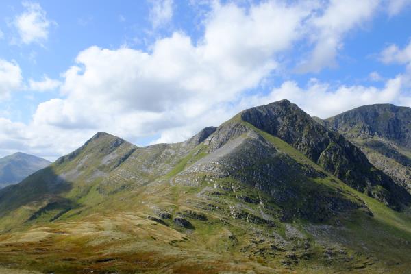 Photo of Sgurr a' Bhuic on left and Aonach Beag on right