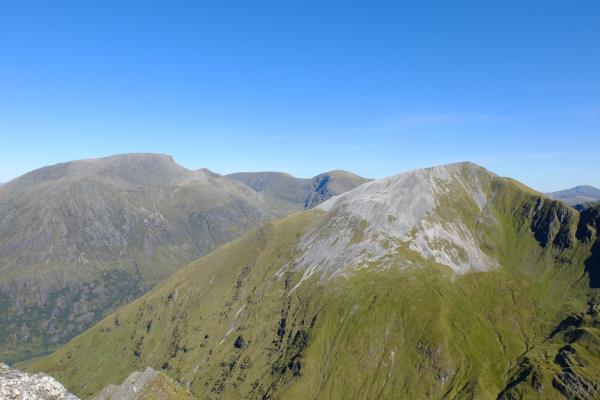 Photo of Ben Nevis to left and Sgurr a' Mhaim on right