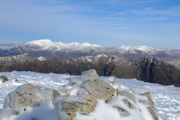 Photo of Ben Nevis on left and Grey Corries to right